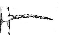 Rys. 13. BÂłÂąd: jeÂżeli drut, ktĂłrym rozporzÂądzamy jest za cienki, moÂżna dwukrotnie owinÂąĂŚ nim gaÂłÂąÂź, ale nie powinien siĂŞ on krzyÂżowaĂŚ.